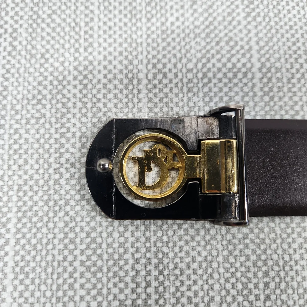 Dior Vintage Size 34 reversible leather belt black brown